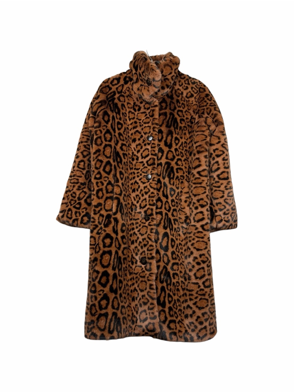 Sézane Rare Manteau Lenzo Leopard Faux Fur Funnel Neck Coat - Picture 3 of 8